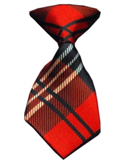 Dog Neck Tie Plaid Red