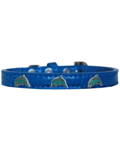 Dolphin Widget Croc Dog Collar Blue Size 10