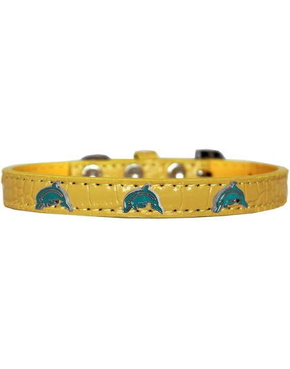 Dolphin Widget Croc Dog Collar Yellow Size 10