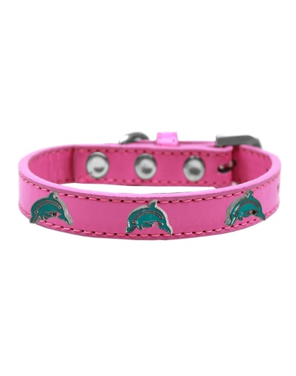 Dolphin Widget Dog Collar Bright Pink Size 10