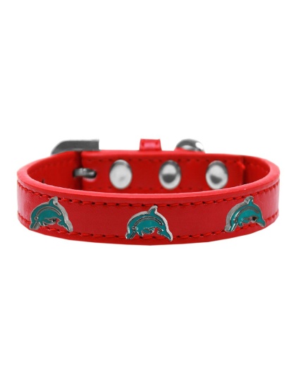 Dolphin Widget Dog Collar Red Size 10