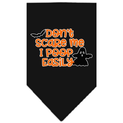 Don't Scare Me, Poops Easily Screen Print Bandana Black Large