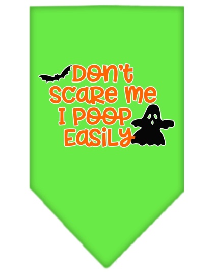 Don't Scare Me, Poops Easily Screen Print Bandana Lime Green Large