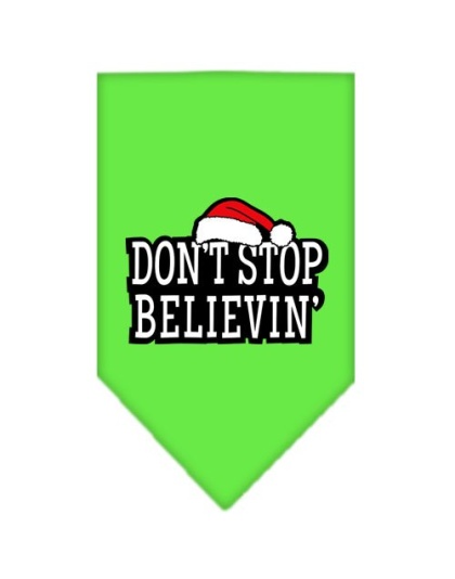 Don't Stop Believin Screen Print Bandana Lime Green Large