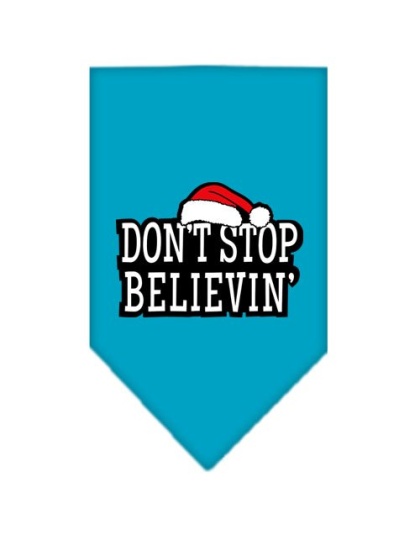 Don't Stop Believin Screen Print Bandana Turquoise Large