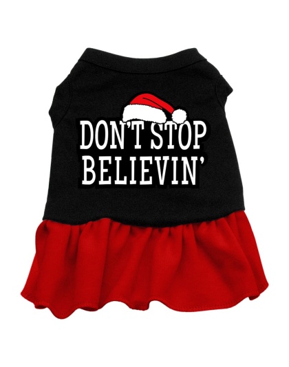 Don't Stop Believin' Screen Print Dress Black with Red Lg