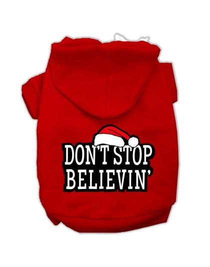 Don't Stop Believin' Screenprint Pet Hoodies Red Size L