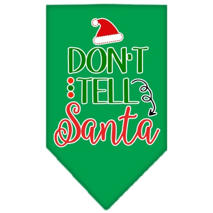 Don't Tell Santa Screen Print Bandana Emerald Green Large