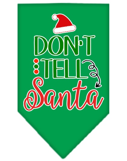 Don't Tell Santa Screen Print Bandana Emerald Green Large