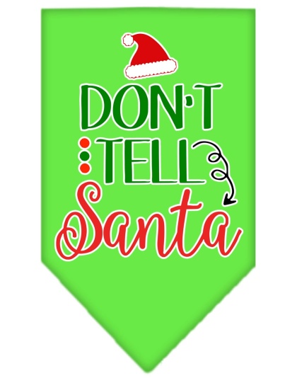 Don't Tell Santa Screen Print Bandana Lime Green Large