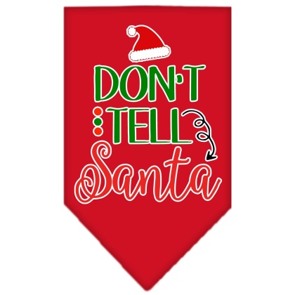 Don't Tell Santa Screen Print Bandana Red Large