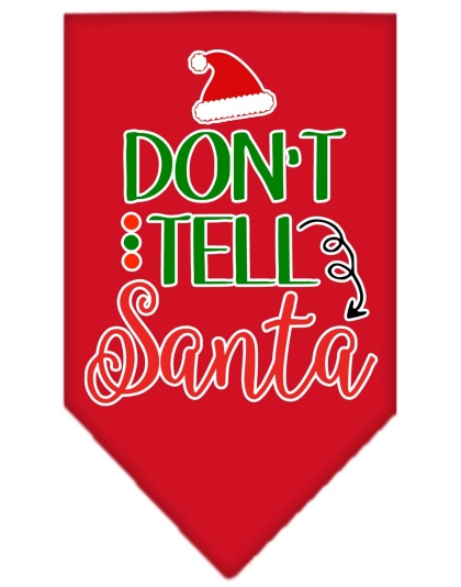 Don't Tell Santa Screen Print Bandana Red Large