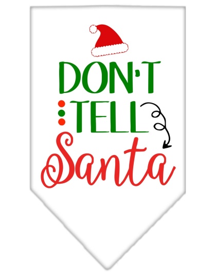 Don't Tell Santa Screen Print Bandana White Large