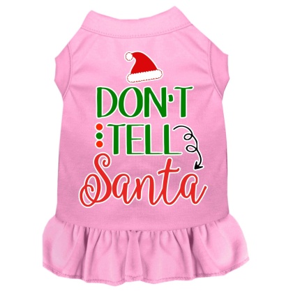 Don't Tell Santa Screen Print Dog Dress Light Pink 4X