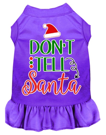 Don't Tell Santa Screen Print Dog Dress Purple 4X