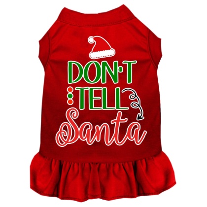 Don't Tell Santa Screen Print Dog Dress Red 4X