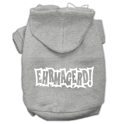 Ehrmagerd Screen Print Pet Hoodies Grey Size Lg