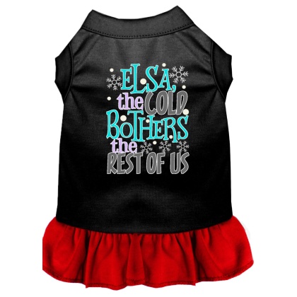 Elsa, the Cold Screen Print Dog Dress Black with Red Lg