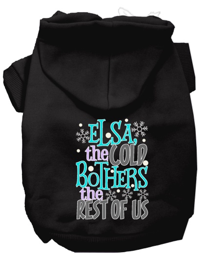 Elsa, the Cold Screen Print Dog Hoodie Black L