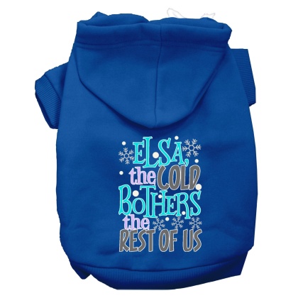 Elsa, the Cold Screen Print Dog Hoodie Blue L