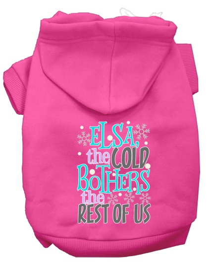 Elsa, the Cold Screen Print Dog Hoodie Bright Pink L