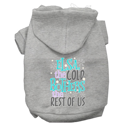 Elsa, the Cold Screen Print Dog Hoodie Grey L