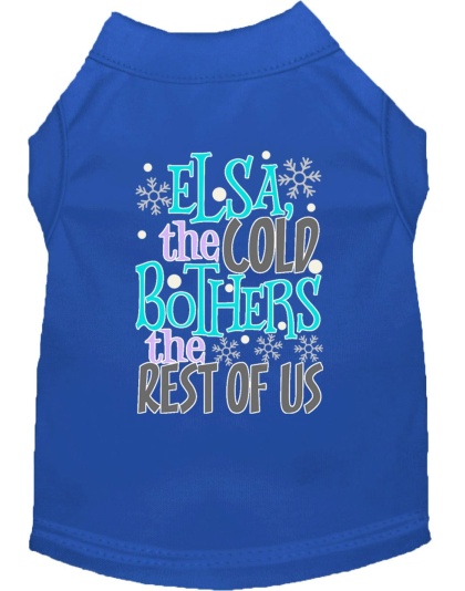 Elsa, the Cold Screen Print Dog Shirt Blue Lg