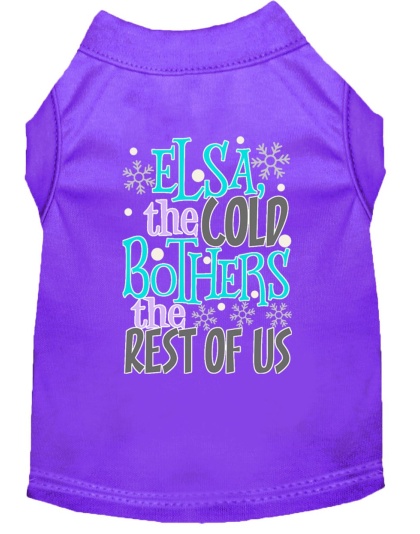 Elsa, the Cold Screen Print Dog Shirt Purple Lg