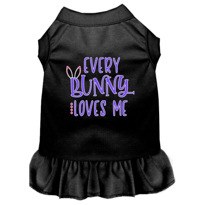 Every Bunny Loves me Screen Print Dog Dress Black 4X (22)