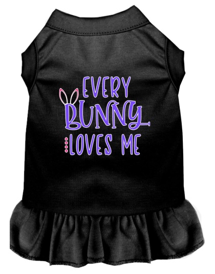 Every Bunny Loves me Screen Print Dog Dress Black 4X (22)