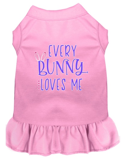 Every Bunny Loves me Screen Print Dog Dress Light Pink 4X (22)