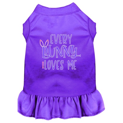 Every Bunny Loves me Screen Print Dog Dress Purple 4X (22)