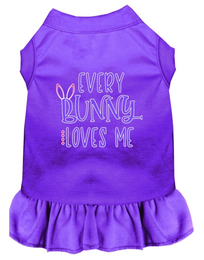Every Bunny Loves me Screen Print Dog Dress Purple 4X (22)
