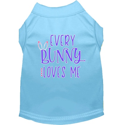 Every Bunny Loves me Screen Print Dog Shirt Baby Blue Lg