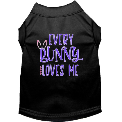 Every Bunny Loves me Screen Print Dog Shirt Black Lg