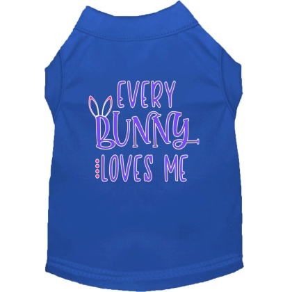 Every Bunny Loves me Screen Print Dog Shirt Blue Lg