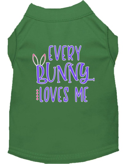 Every Bunny Loves me Screen Print Dog Shirt Green Lg