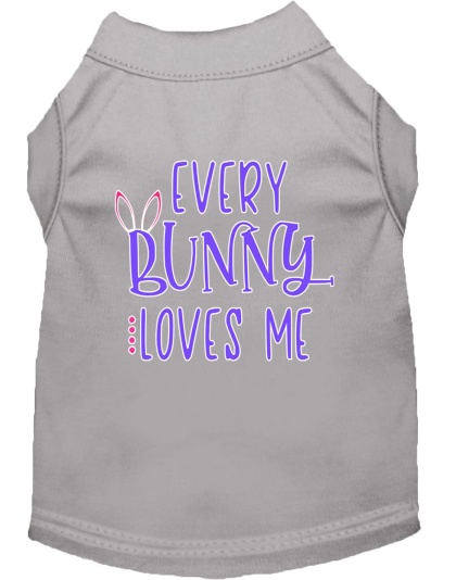 Every Bunny Loves me Screen Print Dog Shirt Grey Lg