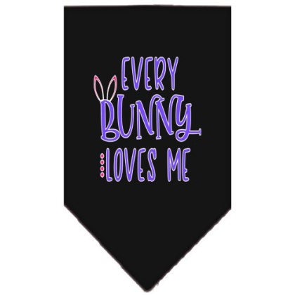 EveryBunny Loves Me Screen Print Bandana Black Large