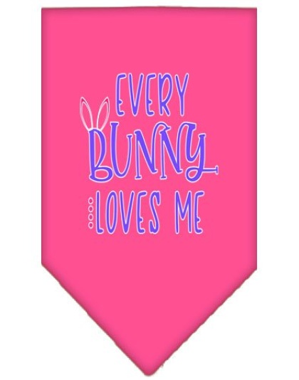 EveryBunny Loves Me Screen Print Bandana Bright Pink Large