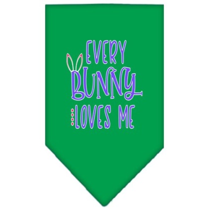 EveryBunny Loves Me Screen Print Bandana Emerald Green Large