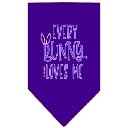 EveryBunny Loves Me Screen Print Bandana Purple Large