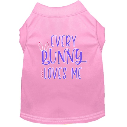 Every Bunny Loves me Screen Print Dog Shirt Light Pink Lg