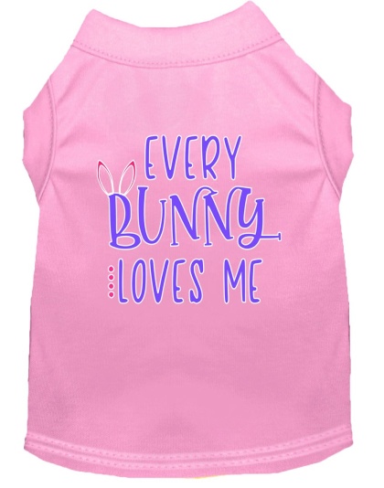 Every Bunny Loves me Screen Print Dog Shirt Light Pink Lg