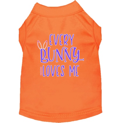 Every Bunny Loves me Screen Print Dog Shirt Orange Lg