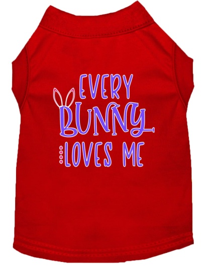 Every Bunny Loves me Screen Print Dog Shirt Red Lg