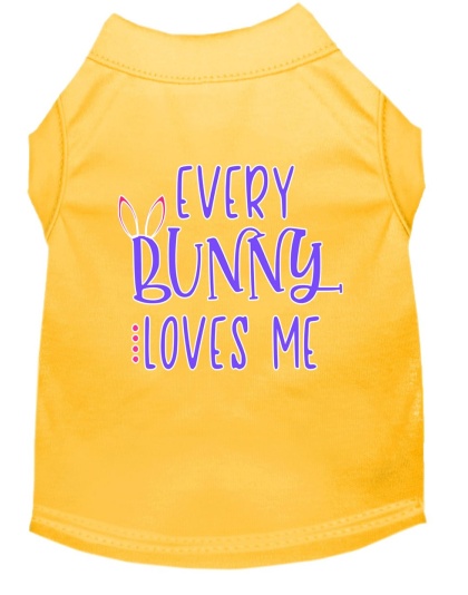 Every Bunny Loves me Screen Print Dog Shirt Yellow Lg