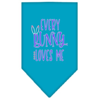 EveryBunny Loves Me Screen Print Bandana Turquoise Large