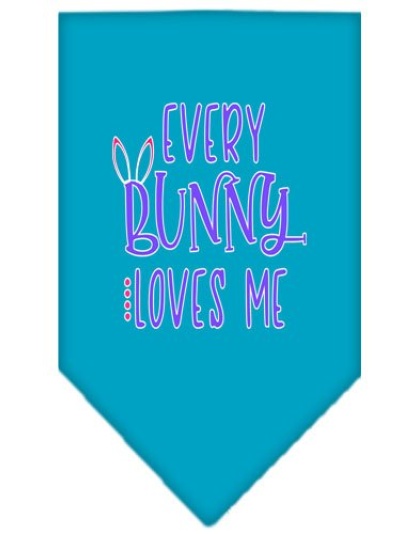 EveryBunny Loves Me Screen Print Bandana Turquoise Large