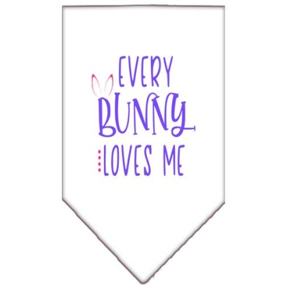 EveryBunny Loves Me Screen Print Bandana White Large